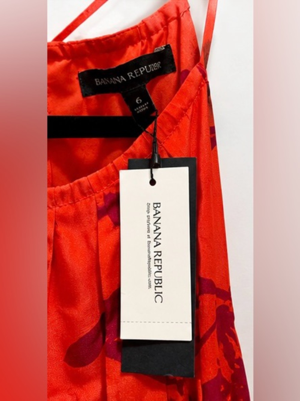NWT Banana Republic Coral Orange Floral Halter Hi-Low Midi Dress $178 Retail! - Picture 8 of 8